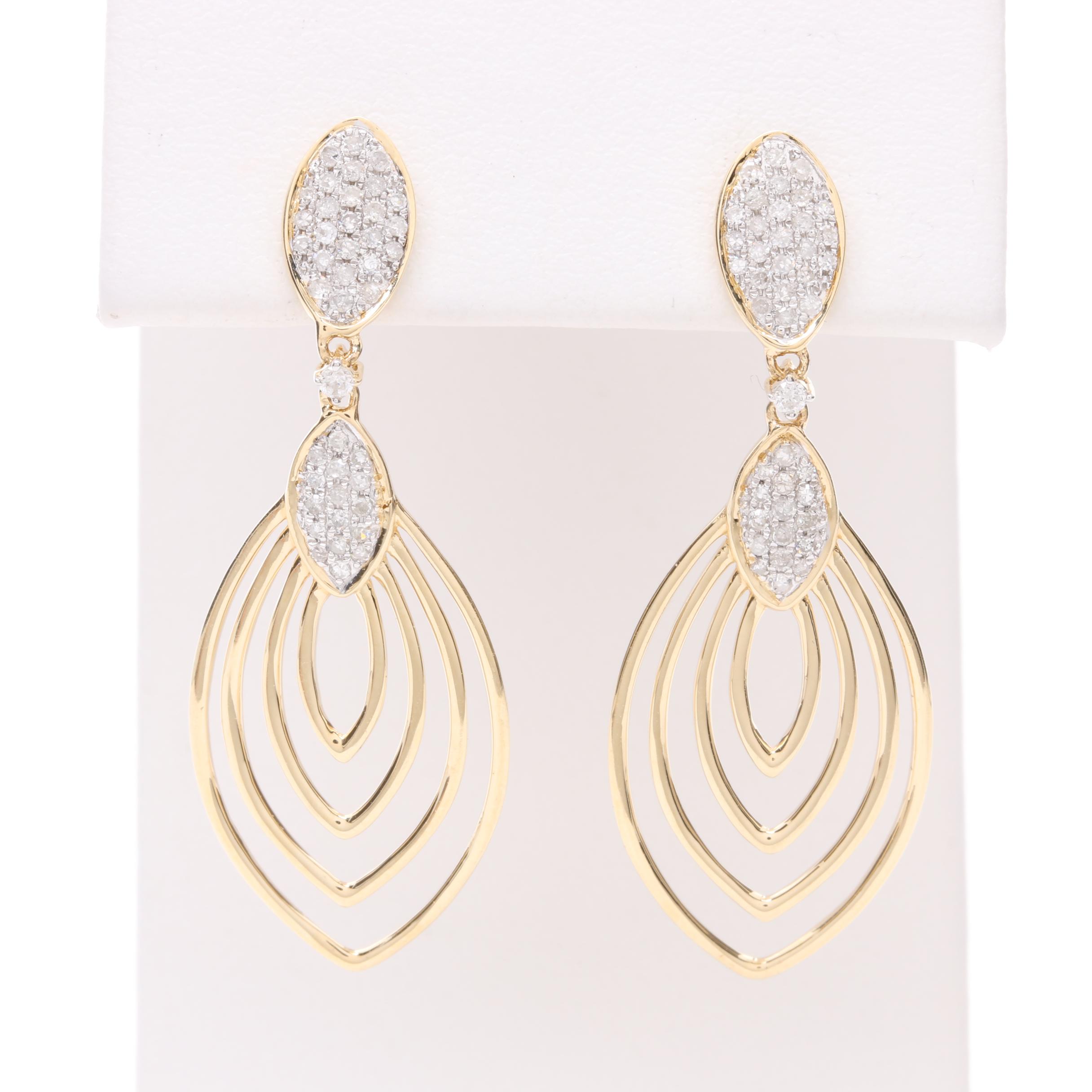 14K Yellow Gold Diamond Earrings