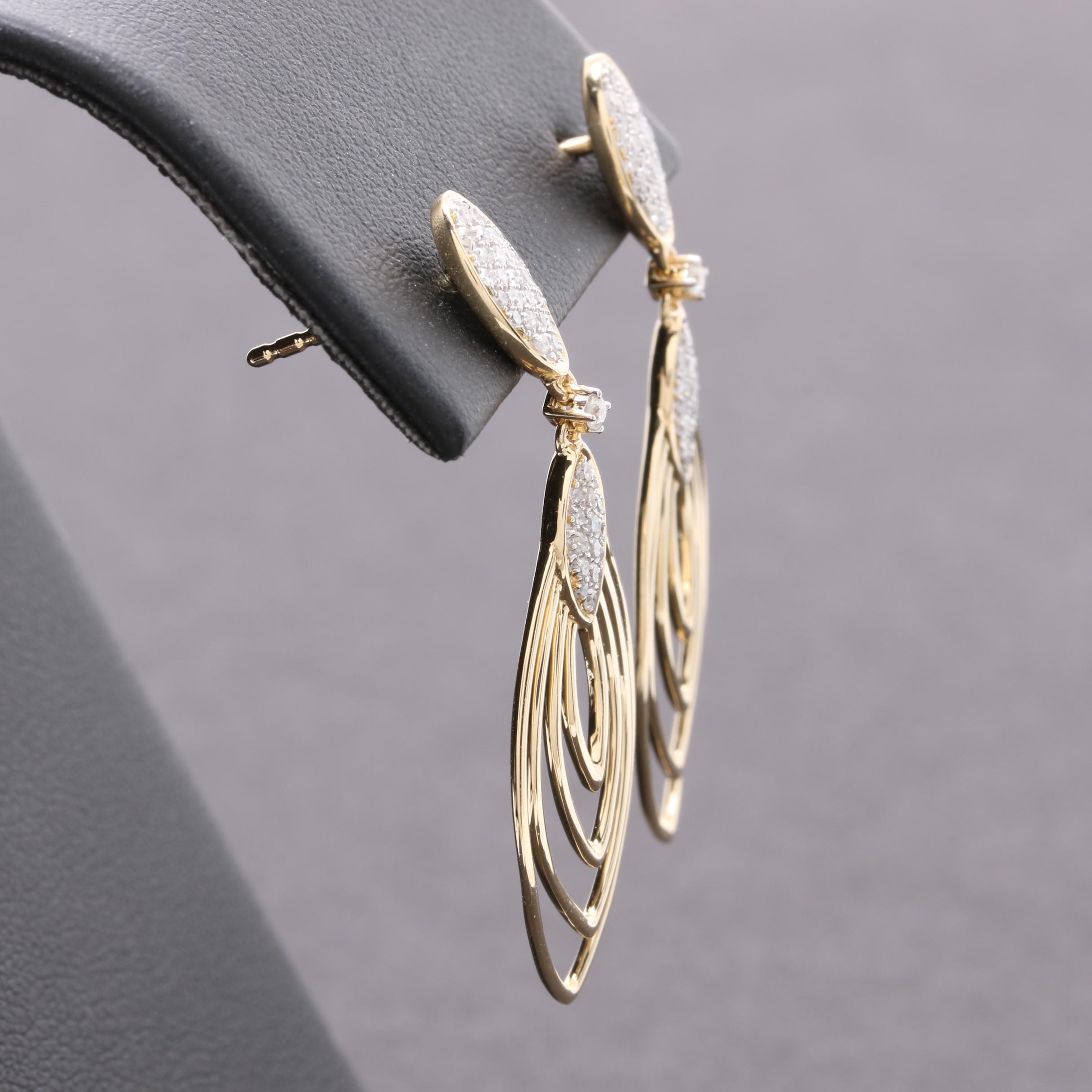 14K Yellow Gold Diamond Earrings