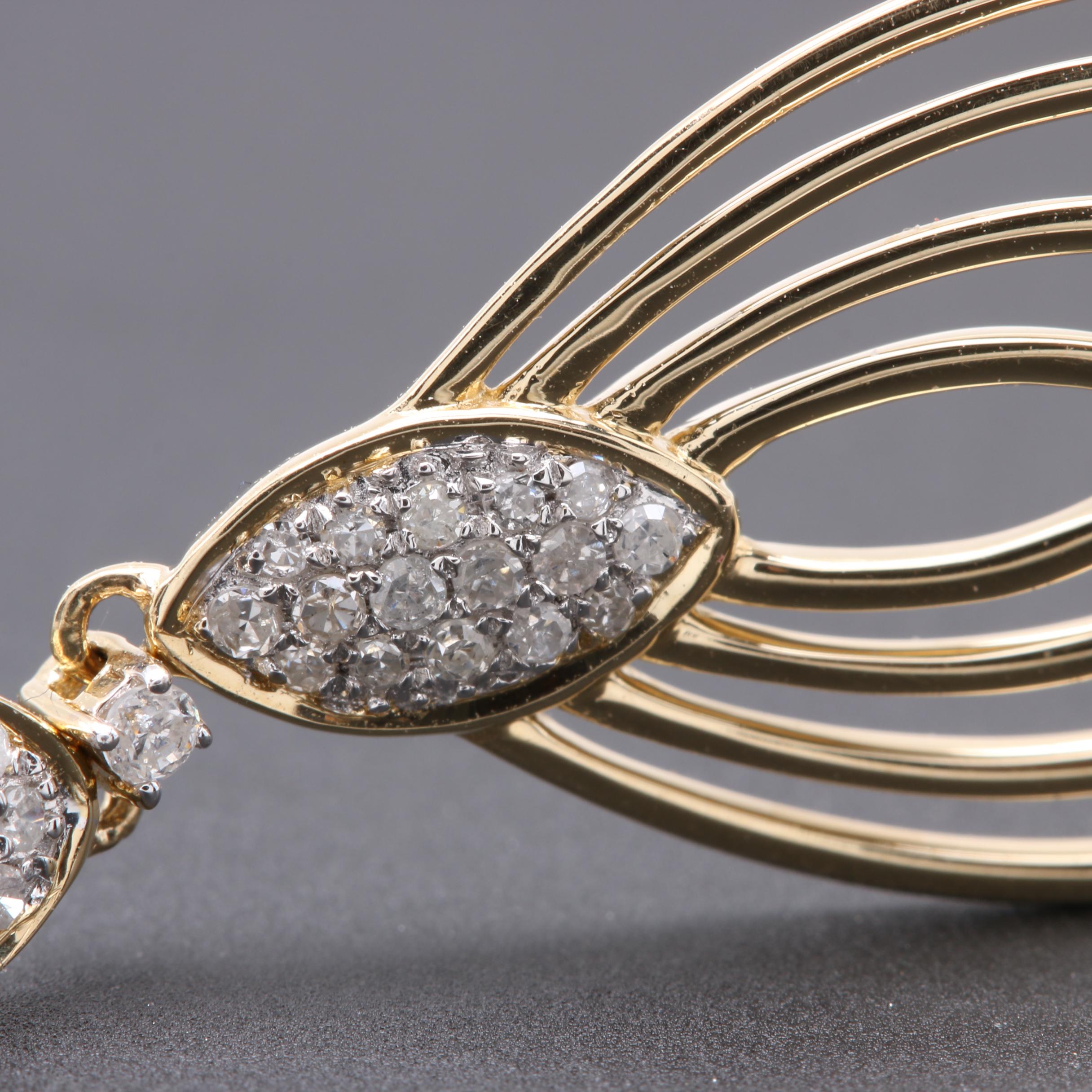 14K Yellow Gold Diamond Earrings