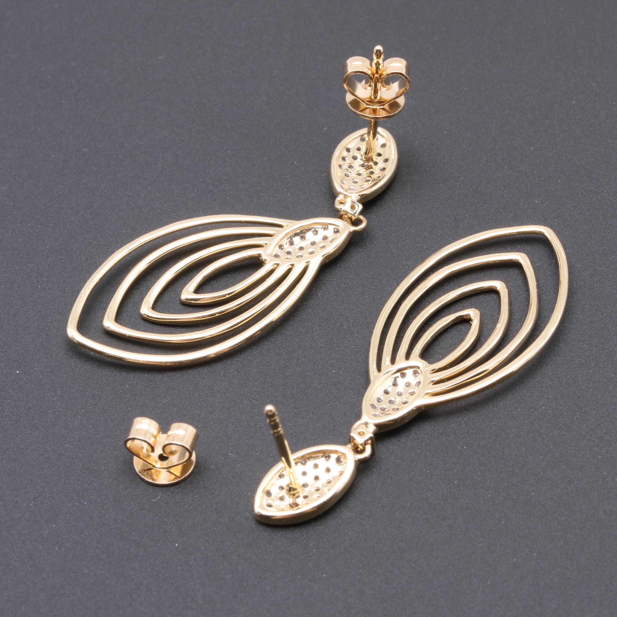 14K Yellow Gold Diamond Earrings