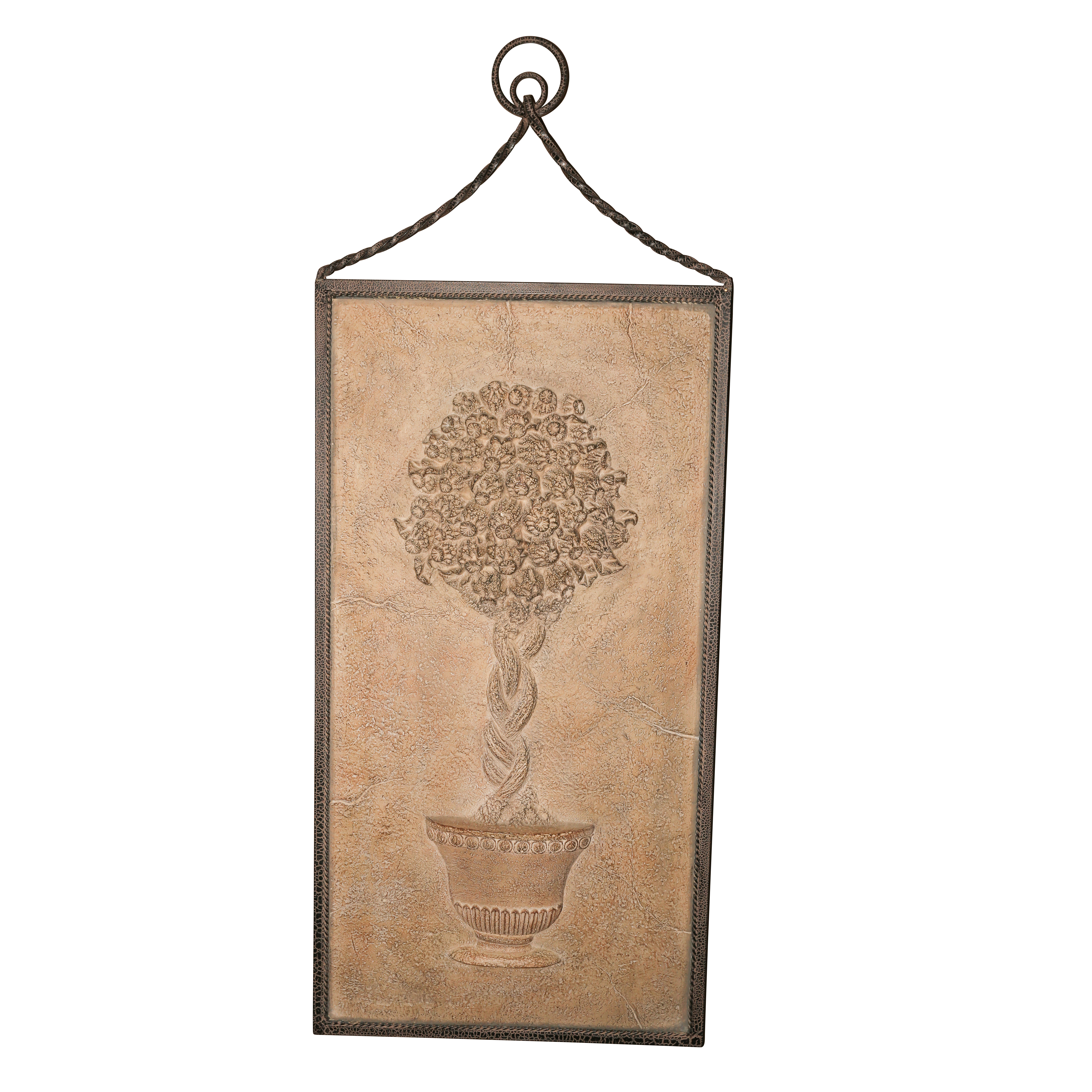 Contemporary Topiary Resin Relief Wall Hanging with Metal Frame
