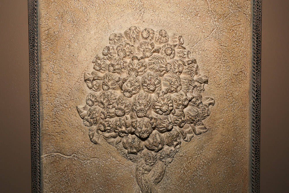 Contemporary Topiary Resin Relief Wall Hanging with Metal Frame