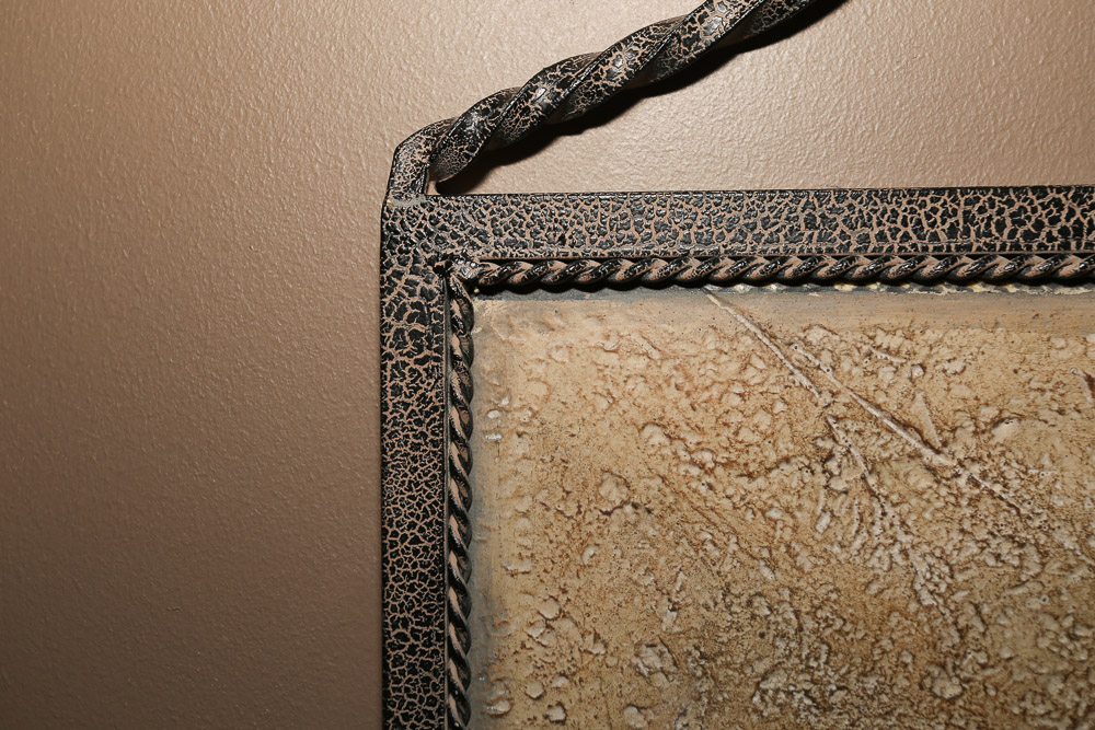 Contemporary Topiary Resin Relief Wall Hanging with Metal Frame