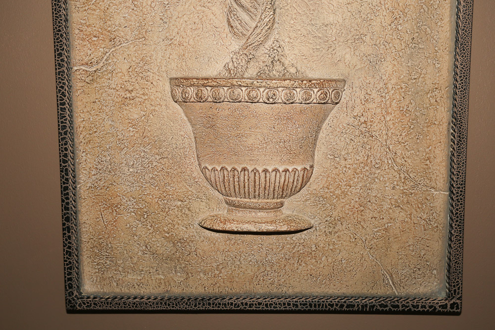 Contemporary Topiary Resin Relief Wall Hanging with Metal Frame