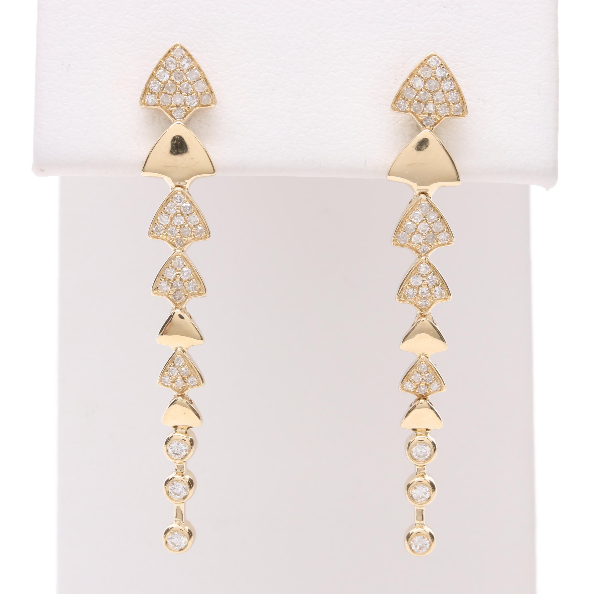 14K Yellow Gold Diamond Earrings