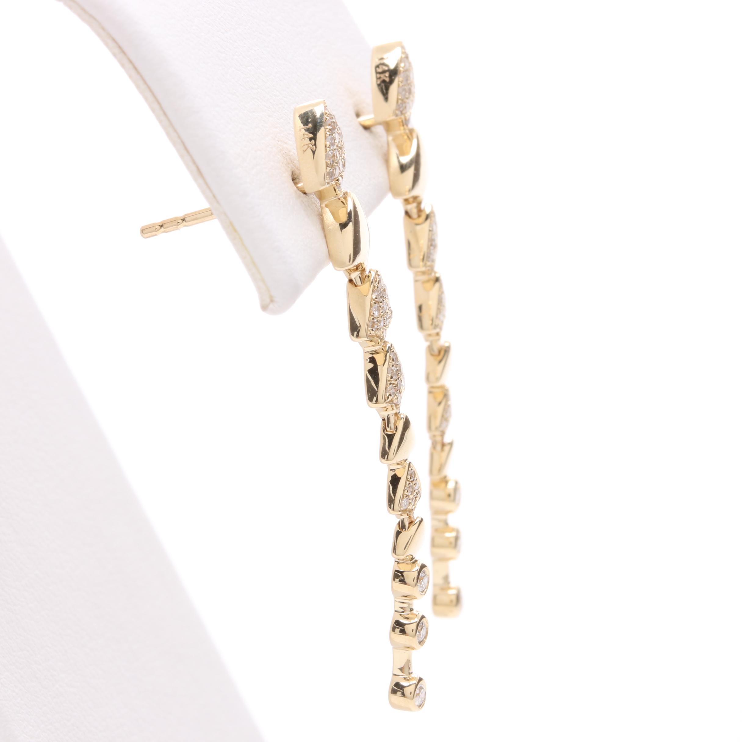 14K Yellow Gold Diamond Earrings