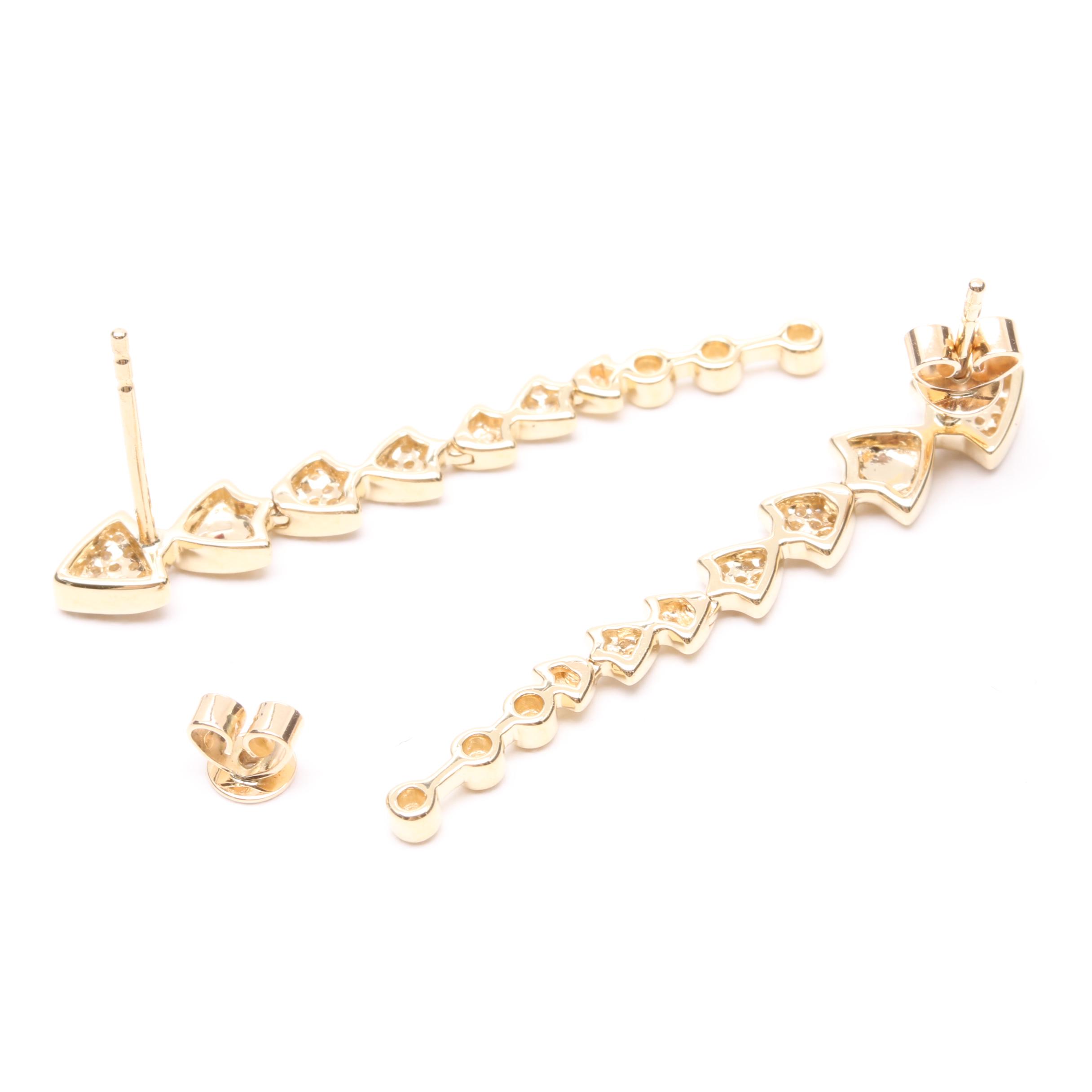 14K Yellow Gold Diamond Earrings