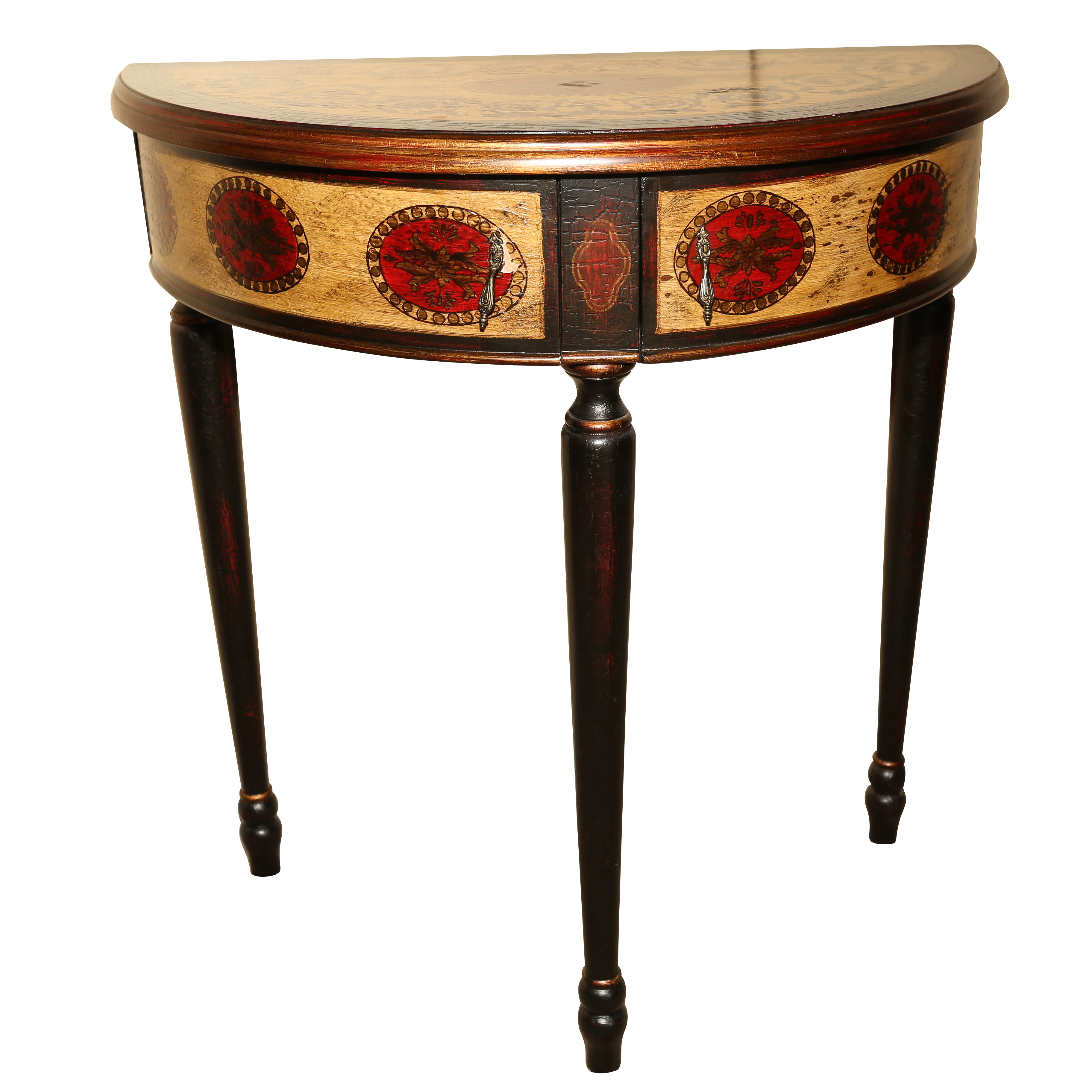 French Provincial Style Painted Demilune Console Table