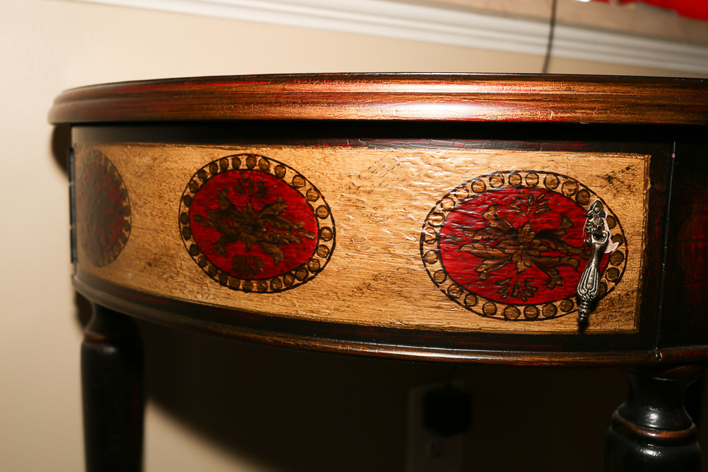 French Provincial Style Painted Demilune Console Table