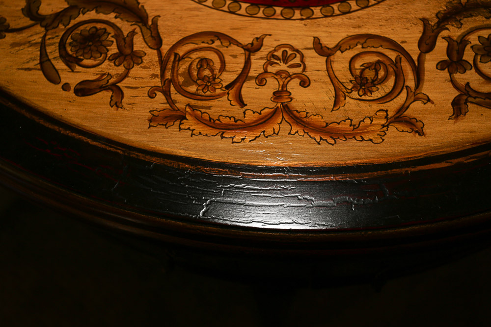 French Provincial Style Painted Demilune Console Table