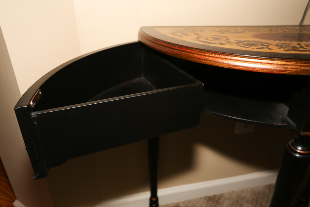 French Provincial Style Painted Demilune Console Table