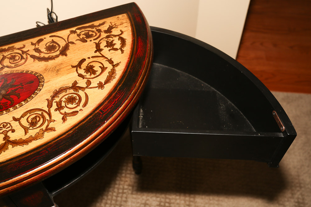 French Provincial Style Painted Demilune Console Table