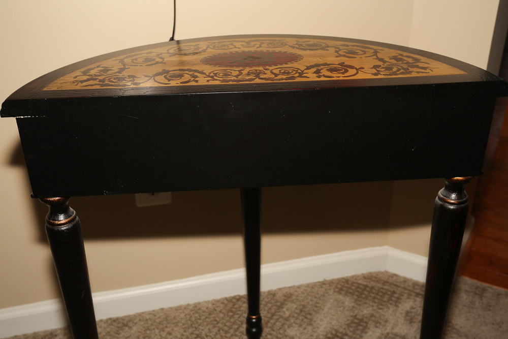 French Provincial Style Painted Demilune Console Table