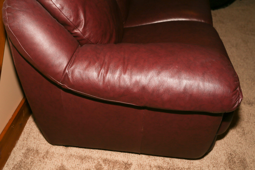 Burgundy Faux Leather Loveseat