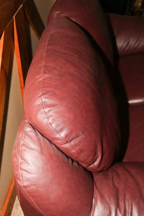 Burgundy Faux Leather Loveseat