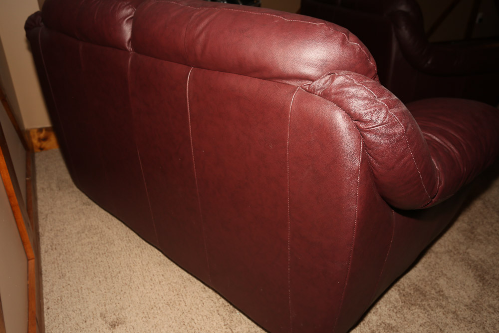 Burgundy Faux Leather Loveseat