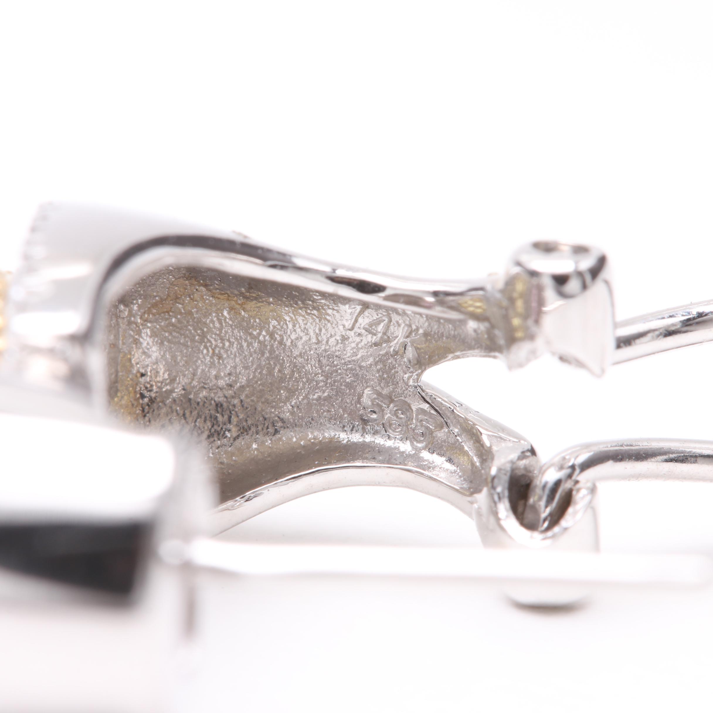 14K White Gold Pink and Yellow Sapphire Earrings With Diamonds