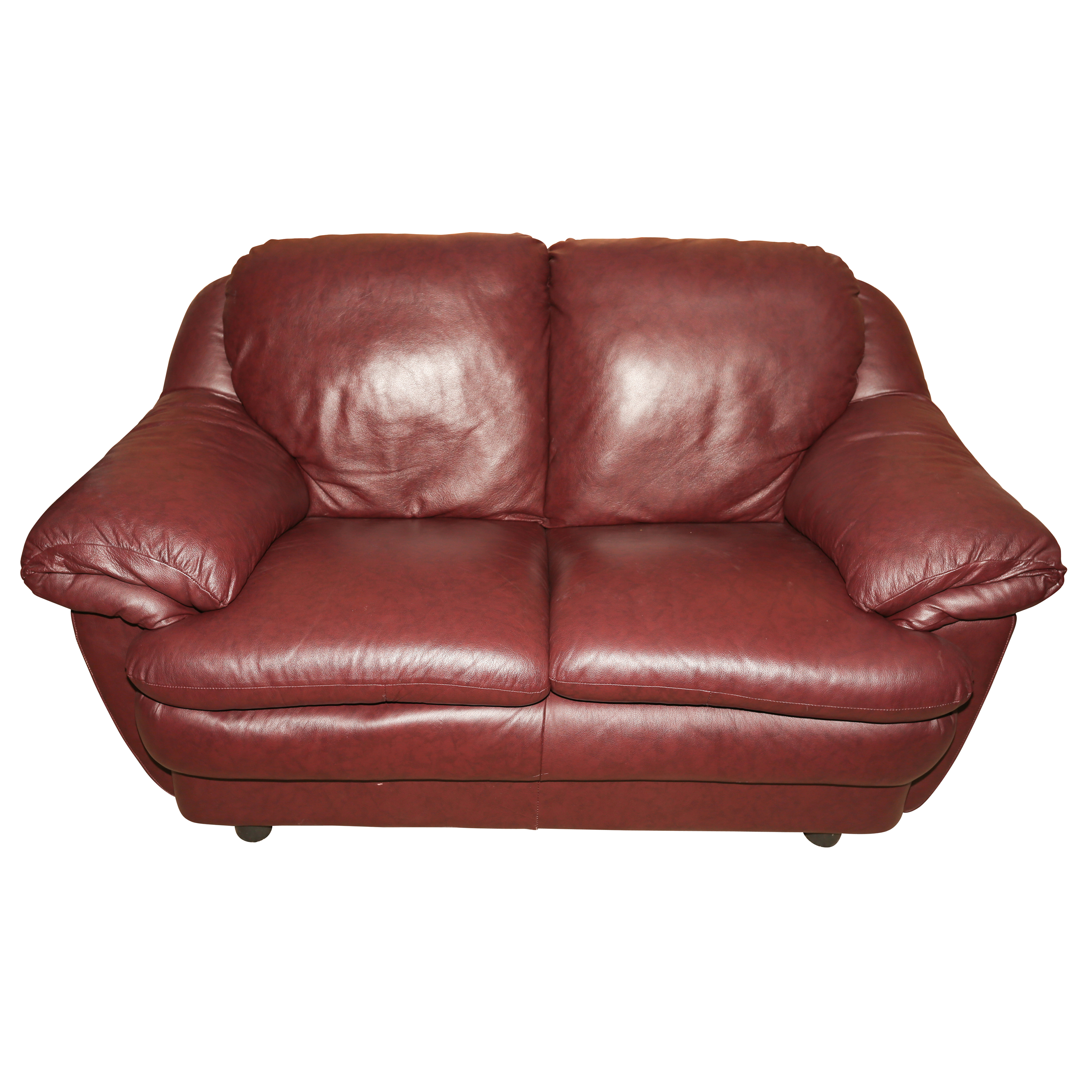 Burgundy Faux Leather Loveseat