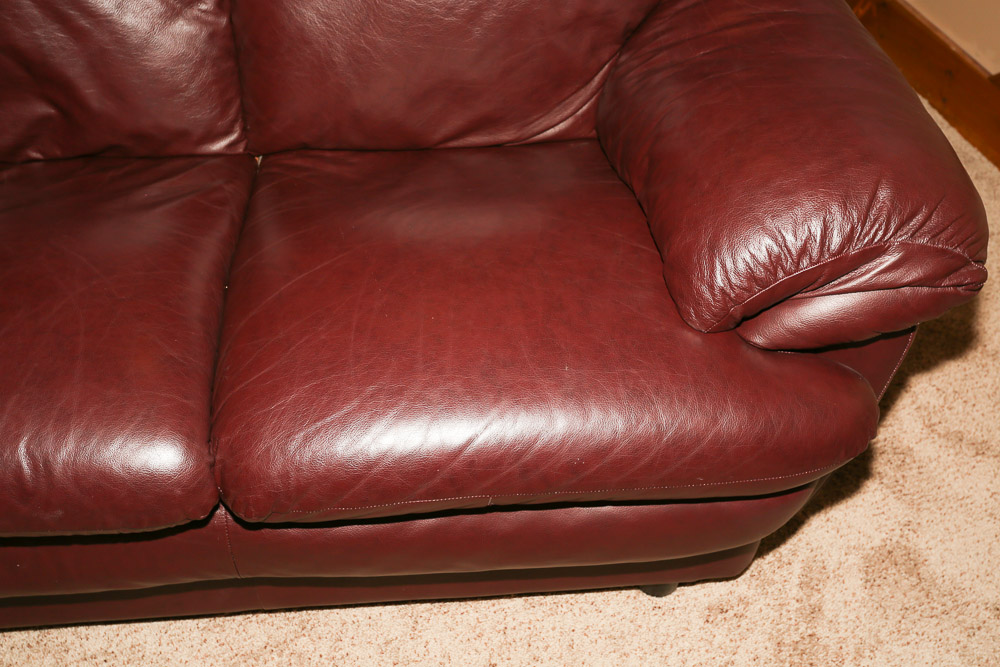 Burgundy Faux Leather Loveseat