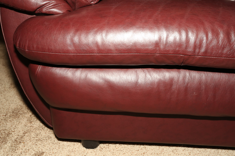 Burgundy Faux Leather Loveseat
