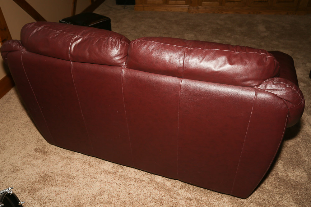 Burgundy Faux Leather Loveseat
