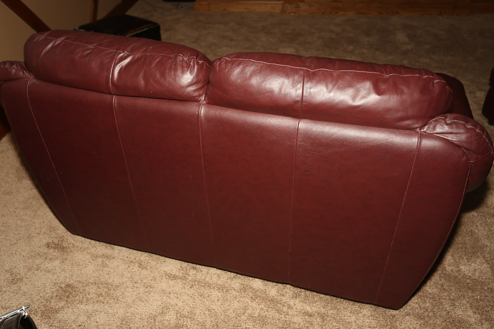 Burgundy Faux Leather Loveseat
