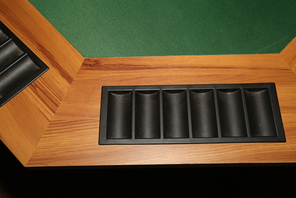 Wood Veneer Poker Table with Poker Chip Sets and Bicycle Playing Cards