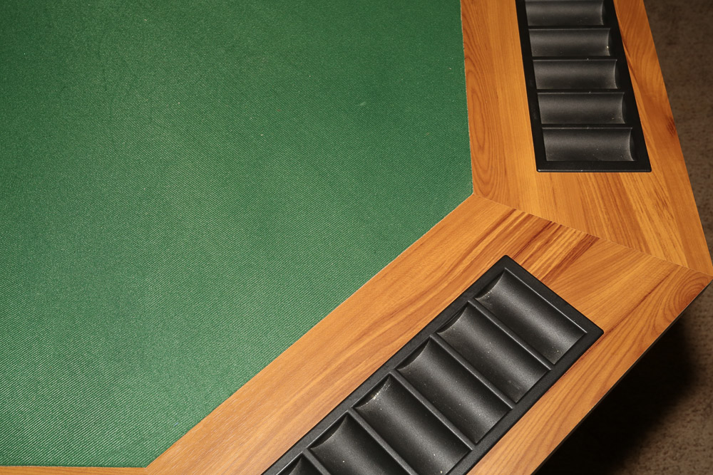 Wood Veneer Poker Table with Poker Chip Sets and Bicycle Playing Cards