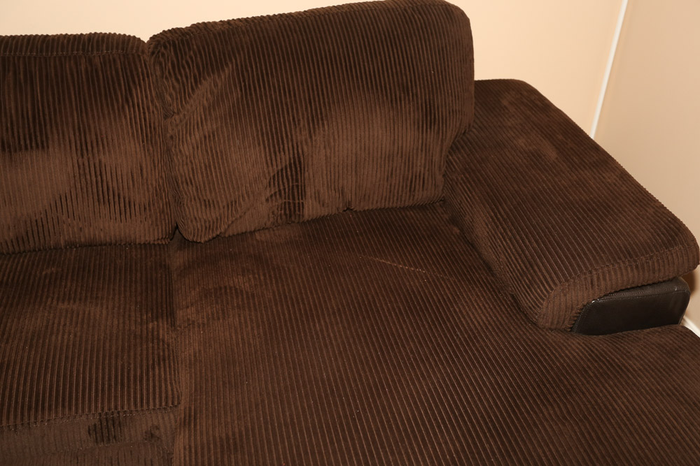 Brown Upholstered Sofa with Ottoman