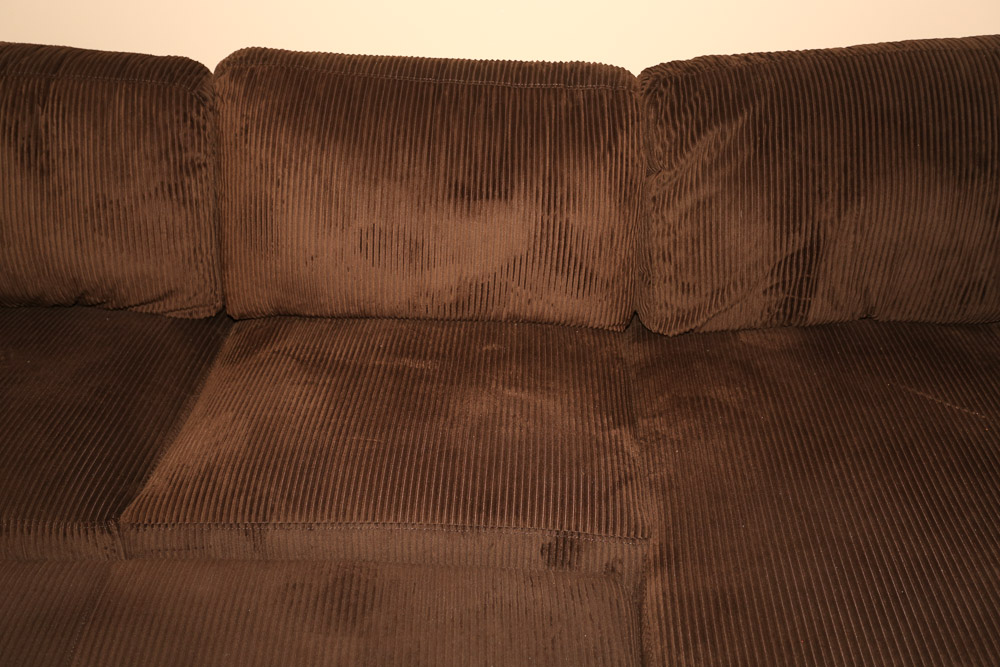 Brown Upholstered Sofa with Ottoman