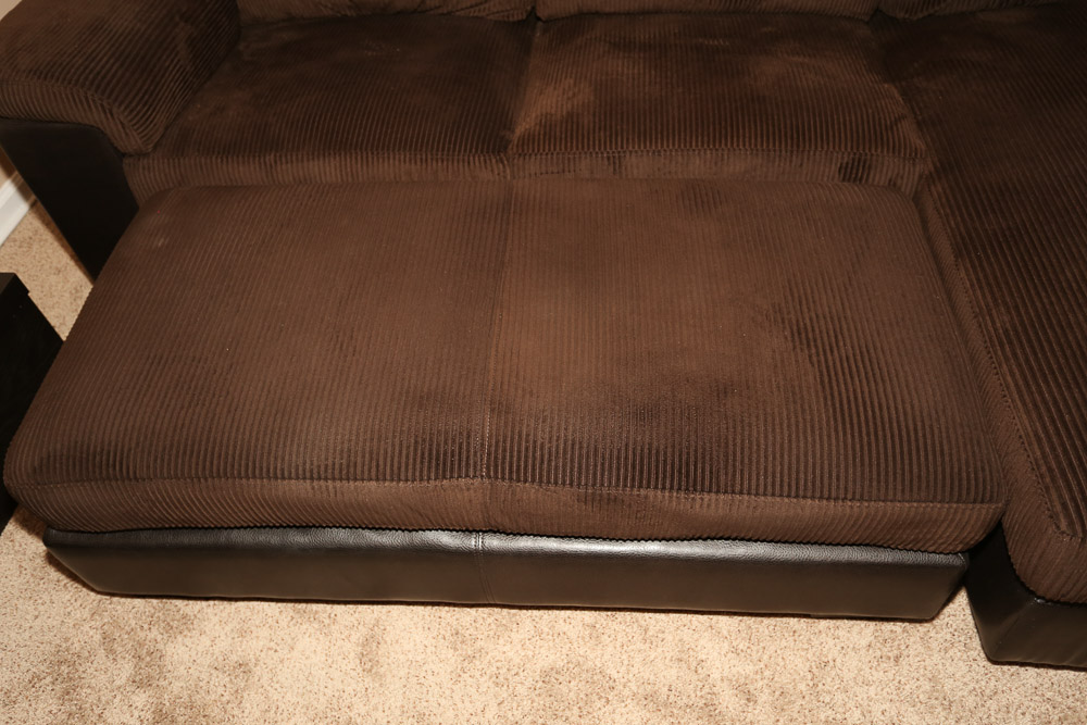 Brown Upholstered Sofa with Ottoman