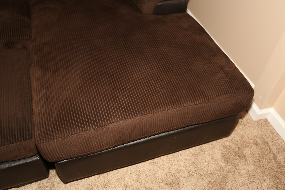 Brown Upholstered Sofa with Ottoman