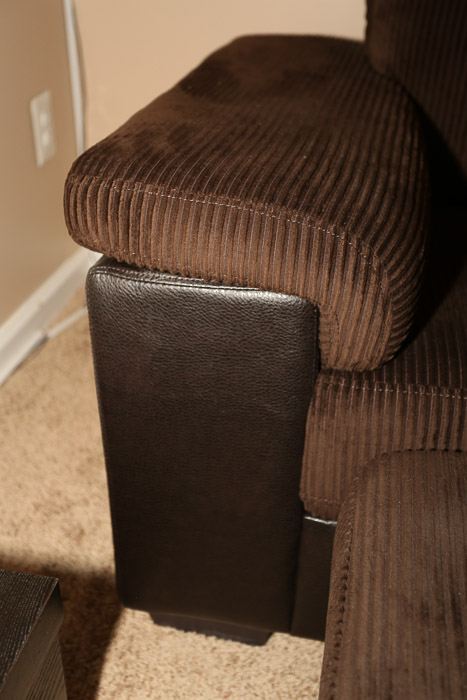 Brown Upholstered Sofa with Ottoman