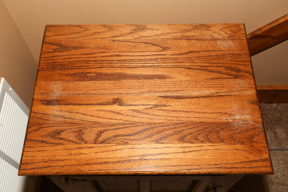 Reproduction Oak Ice Box Cabinet by White Clad