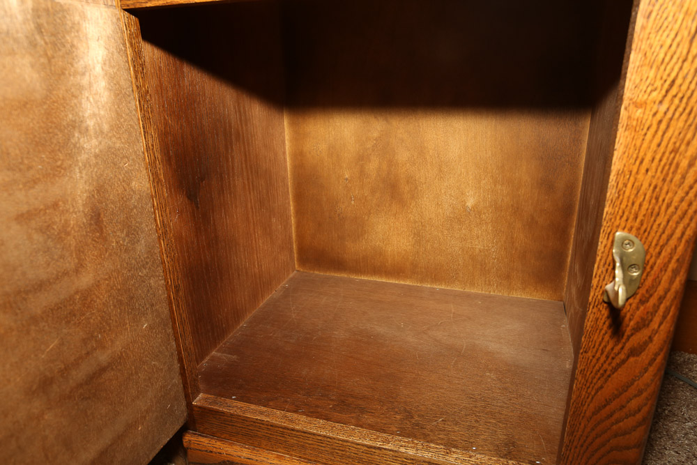 Reproduction Oak Ice Box Cabinet by White Clad