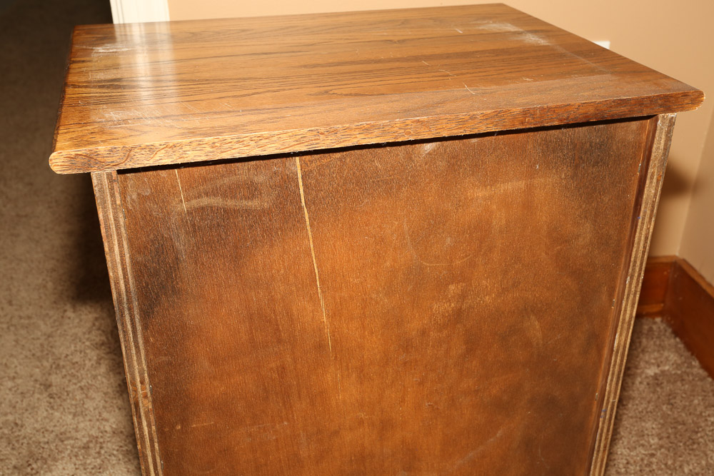 Reproduction Oak Ice Box Cabinet by White Clad