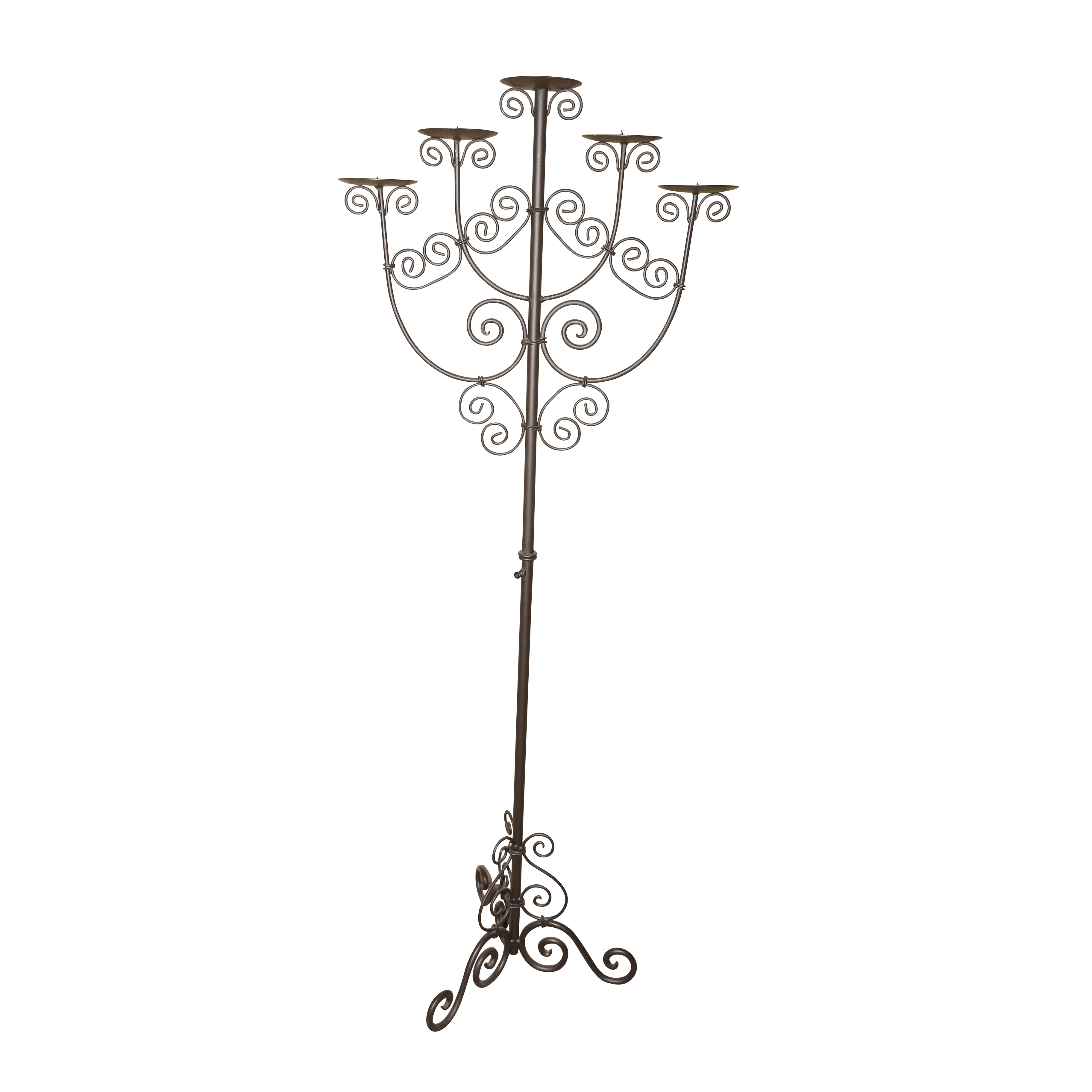 Metal Candelabra Stand with Scroll Accents