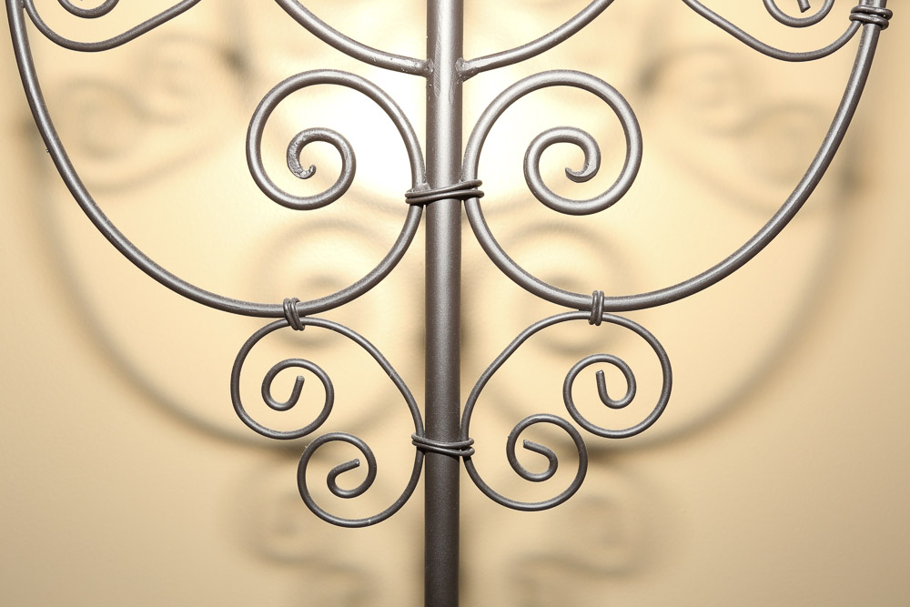 Metal Candelabra Stand with Scroll Accents