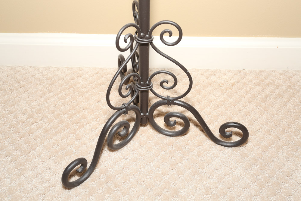 Metal Candelabra Stand with Scroll Accents