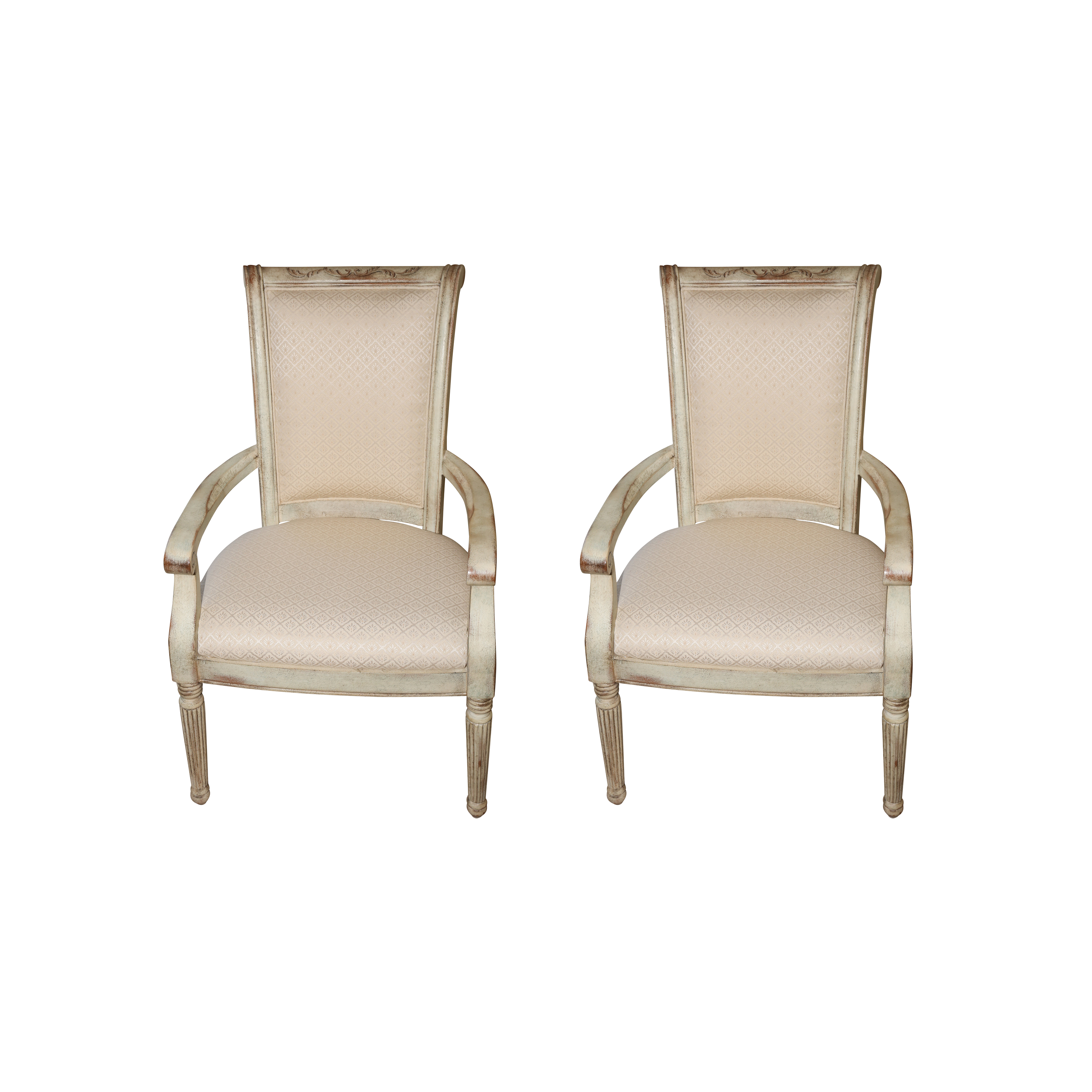 Antiqued Louis XVI Style Armchair Pair