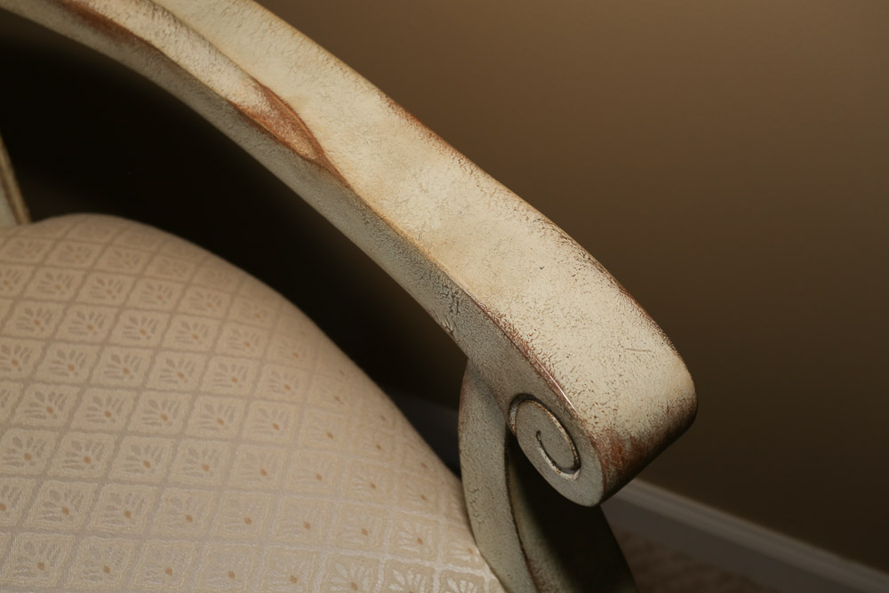 Antiqued Louis XVI Style Armchair Pair