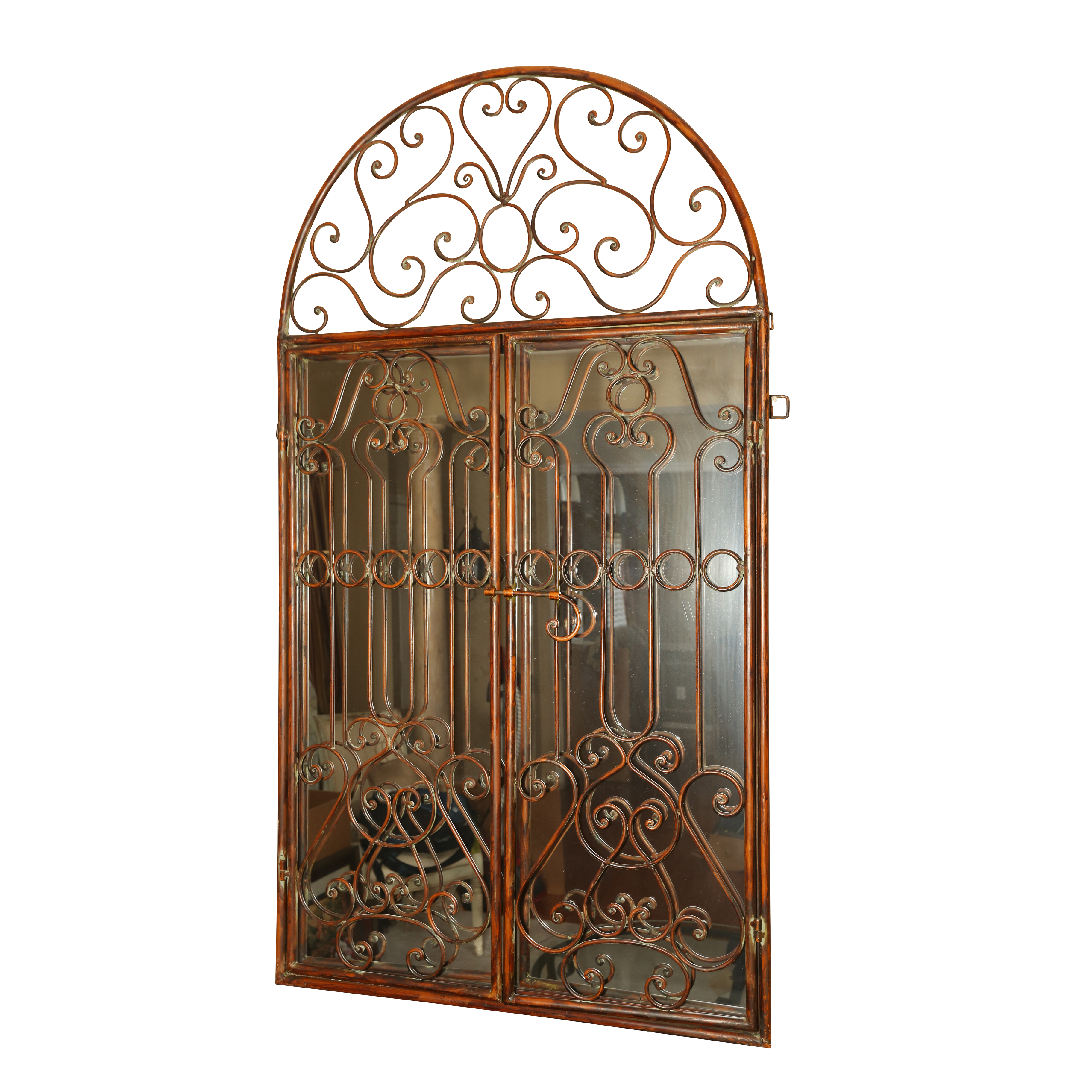 Contemporary Scrolled Metal Shuttered Wall Mirror