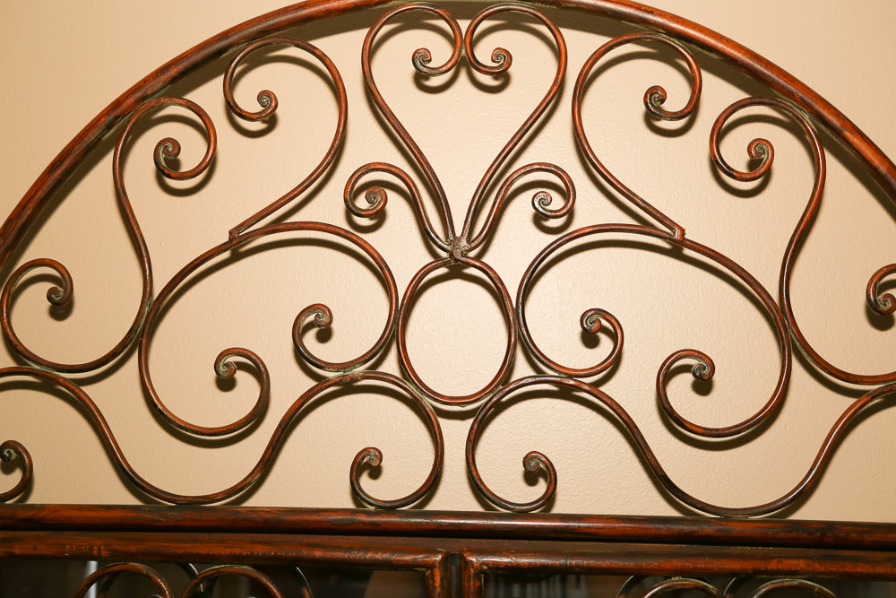 Contemporary Scrolled Metal Shuttered Wall Mirror