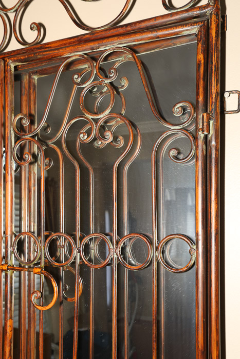 Contemporary Scrolled Metal Shuttered Wall Mirror