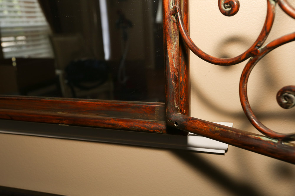 Contemporary Scrolled Metal Shuttered Wall Mirror