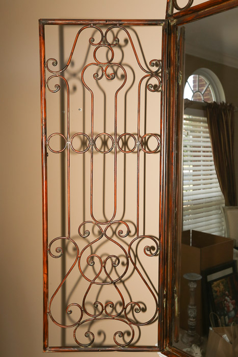 Contemporary Scrolled Metal Shuttered Wall Mirror
