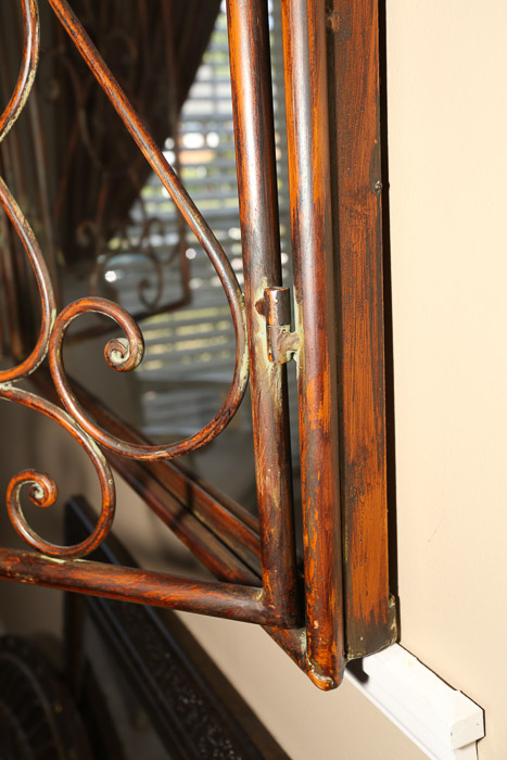 Contemporary Scrolled Metal Shuttered Wall Mirror