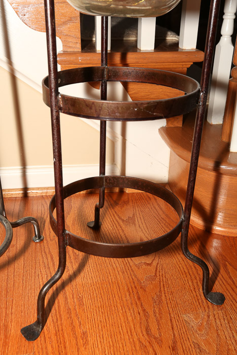 Metal Framed Glass Floor Planters with Christmas Bulb Ornaments