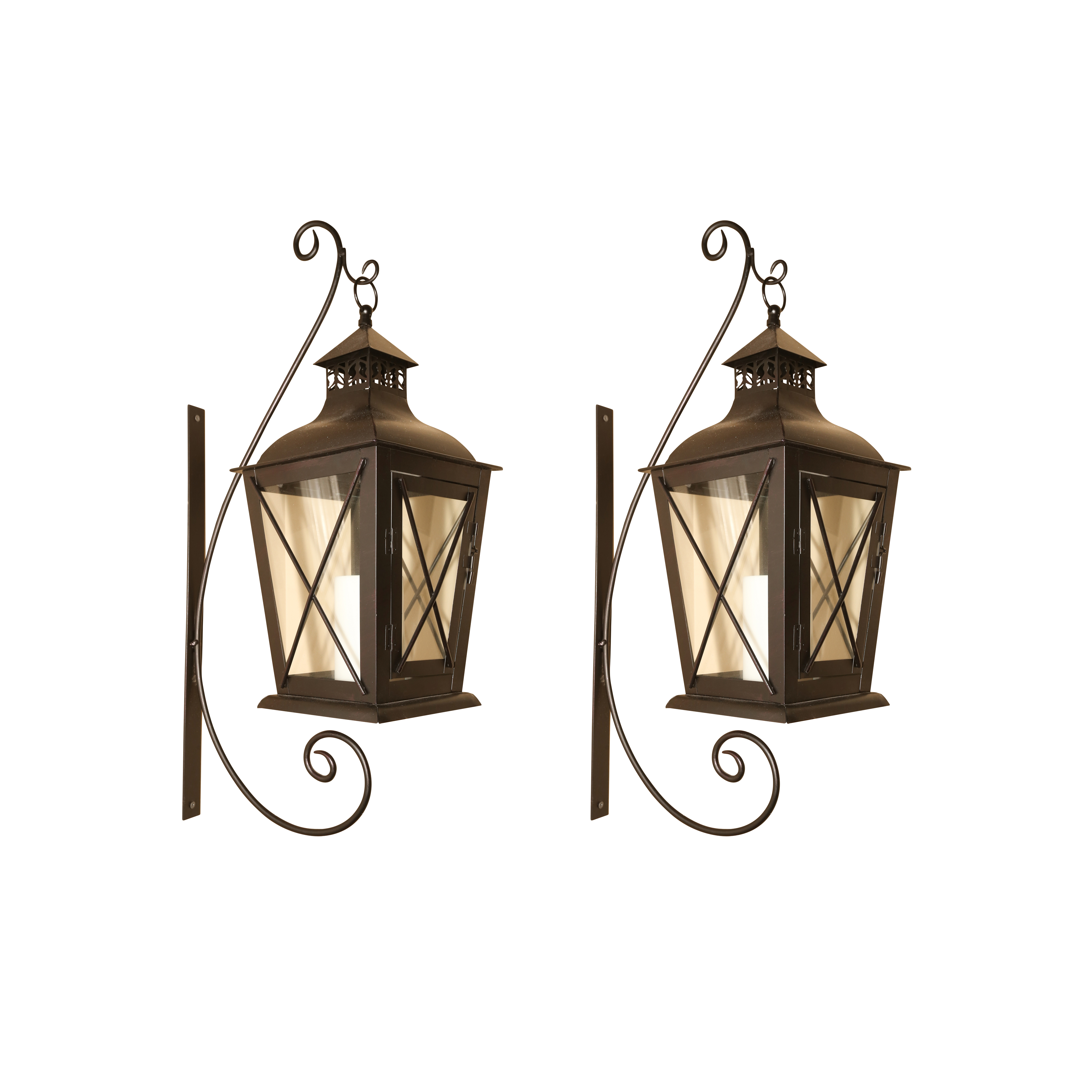 Colonial Style Black Metal Candleholder Wall Lanterns