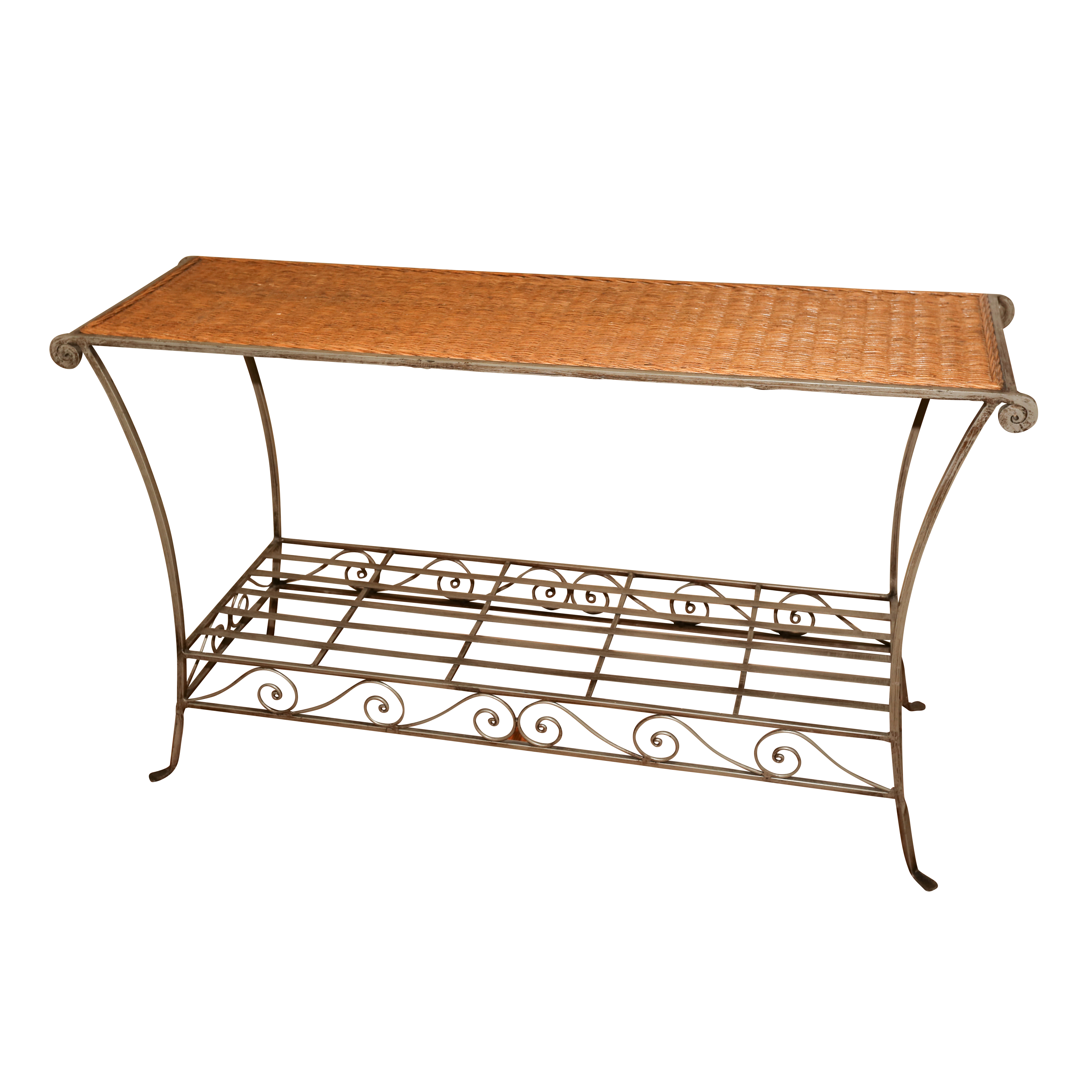Woven Wood Top Sofa Table